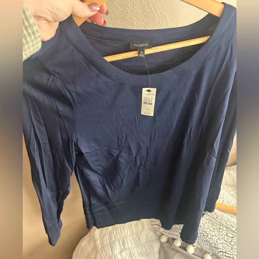 Talbots Women's Navy 3/4 Sleeve Top